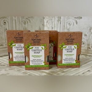 Natural Sense Plant Based Peppermint Pure Castile Bar Soaps, 5 OZ., Bundle of 4